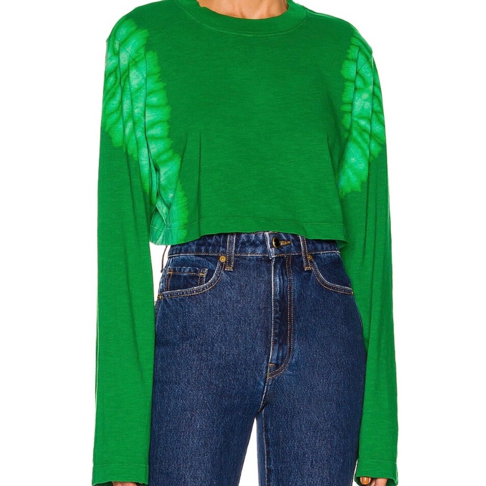 Cotton Citizen Tokyo Crop Shirt in Kelly Green Fog